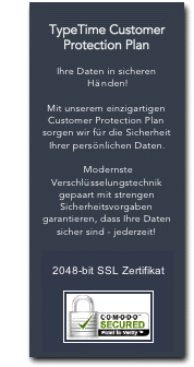 Das Übersetzungsbüro TypeTime garantiert eine sicher Datenübertragung dank VeriSign SSL.